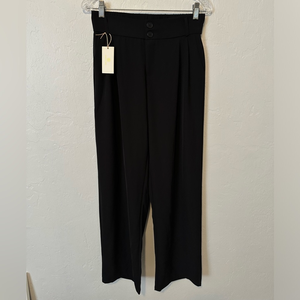 NWT Sierra Darien Black Wide Leg Trousers High Waist Loose Pants Size L